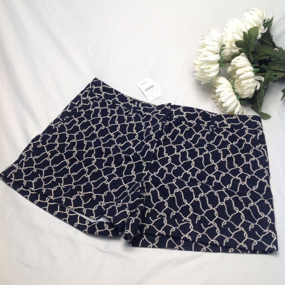 NWT J.Crew Wmns Nautical Rope Shorts Navy Sz 2